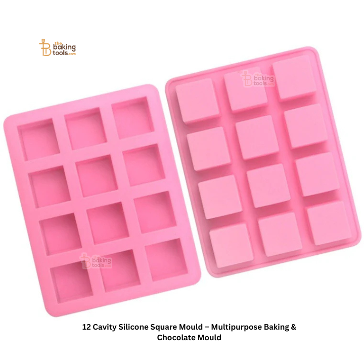 12 Cavity Silicone Square Mould – Multipurpose Baking & Chocolate Mould